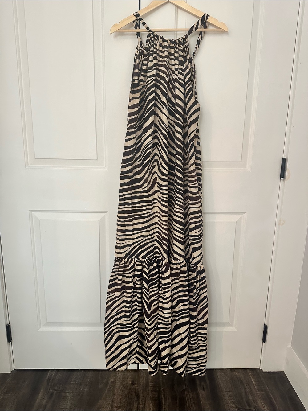 Banana Republic Zebra-Print Maxi Dress - Dark Brown & Cream
